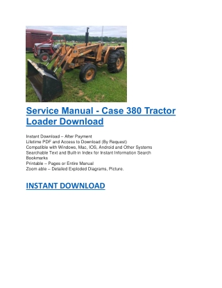 Service Manual - Case 380 Tractor Loader Download