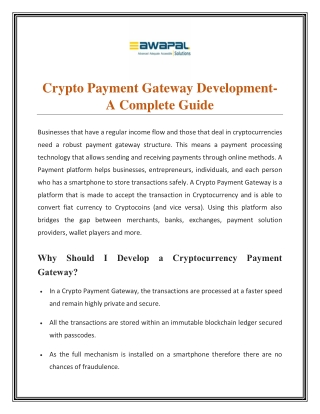 Crypto Payment Gateway Development- A Complete Guide