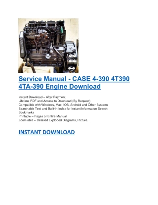 Service Manual - CASE 4-390 4T390 4TA-390 Engine