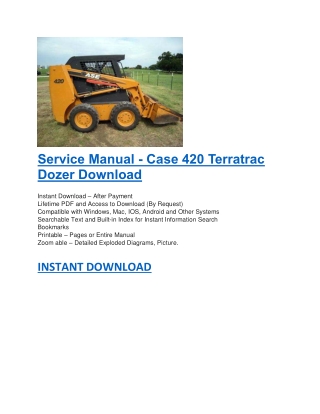 Service Manual - Case 420 Terratrac Dozer