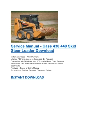 Service Manual - Case 430 440 Skid Steer Loader