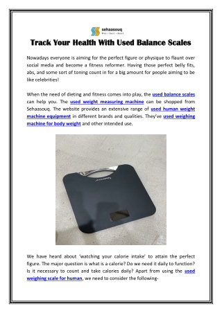 Track Your Health With Used Balance Scales