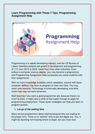 Learn Programming with These 7 Tips- Programming Assignment Help