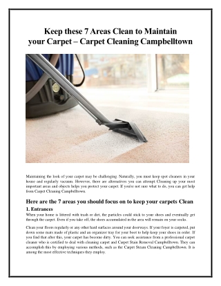 Keep these 7 Areas Clean to Maintain your Carpet - Carpet Cleaning Campbelltown