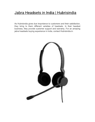 Jabra Headsets in India | Hubrisindia