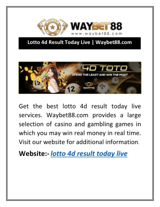 Lotto 4d Result Today Live | Waybet88.com
