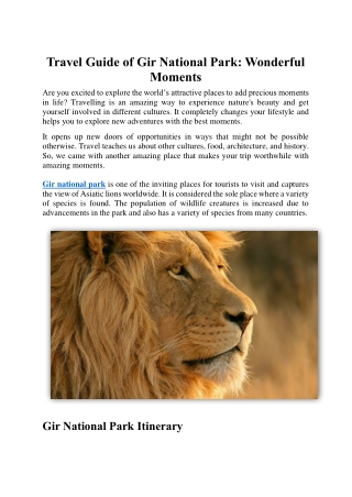 Travel Guide of Gir National Park