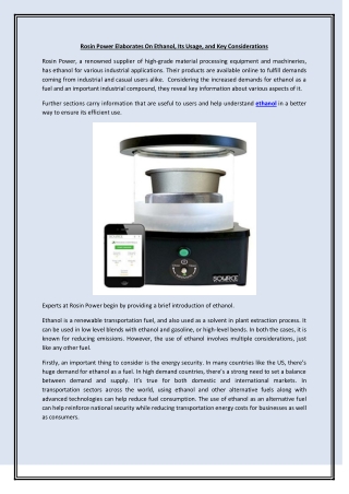 Rosin Power Elaborates On Ethanol, Its Usage, and Key Considerations