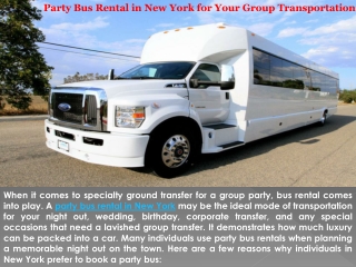 Party Bus Rental in New York for Your Group Transportation