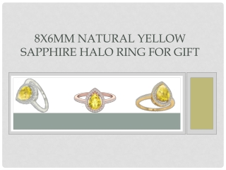 8X6MM Natural Yellow Sapphire Halo Ring for Gift