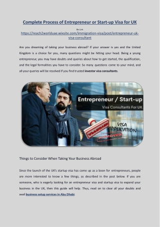 Complete Process of Entrepreneur Or Start up Visa for UK