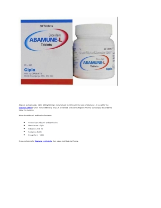 Abacavir and Lamivudine tablet 600mg and 300mg