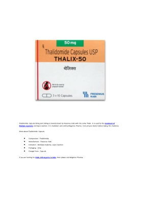 Thalidomide Capsule 50mg and 100mg