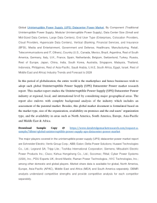 Uninterruptible Power Supply (UPS) Datacenter Power Market Size