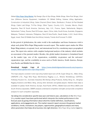 Wire Rope Sling Market Analysis