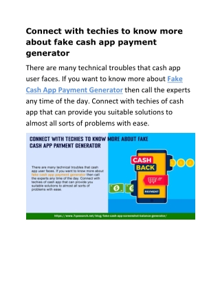 Connect with techies to know more about fake cash app payment generator