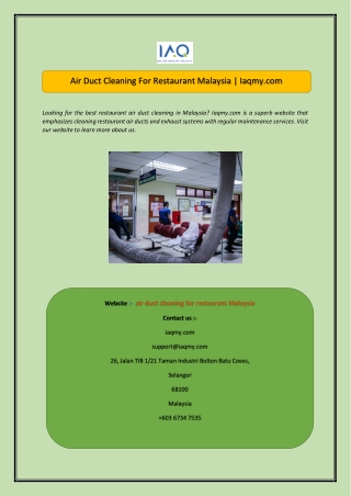 Air Duct Cleaning For Restaurant Malaysia  Iaqmy.com-converted