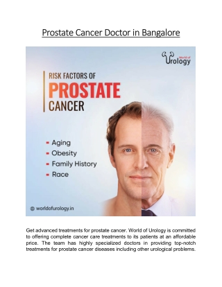 Prostate Cancer Doctor in Bangalore