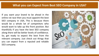 What you can expect from best SEO Company in USA