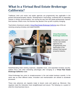 What Is a Virtual Real Estate Brokerage California