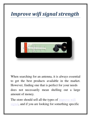 Improve wifi signal strength
