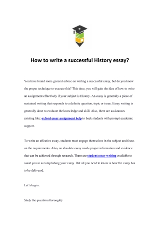 How to write a successful History essay
