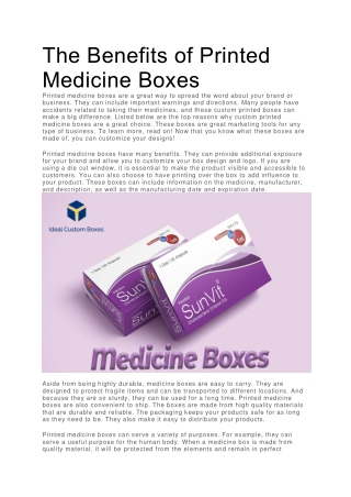 The Benefits of Printed Medicine Boxes