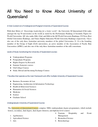All You Need to Know About University of Queensland