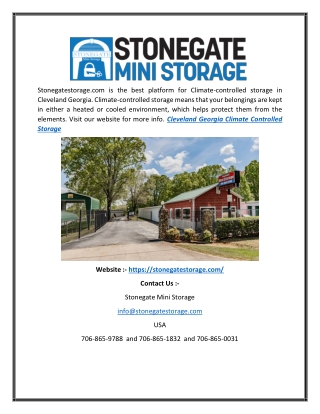 Cleveland Georgia Climate Controlled Storage  Stonegatestorage