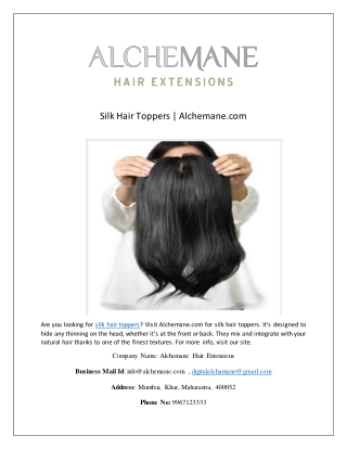 Silk Hair Toppers | Alchemane.com