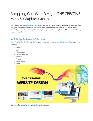 Shopping Cart Web Design– THE CREATIVE Web & Graphics Group