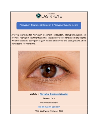 Pterygium Treatment Houston | Pterygiumhouston.com