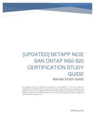 [UPDATED] NetApp NCIE SAN ONTAP NS0-520 Certification Study Guide