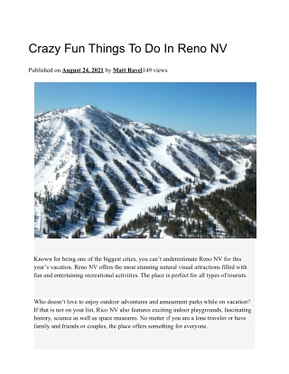 Crazy Fun Things To Do In Reno NV