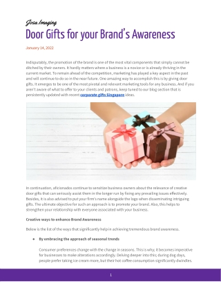 Door Gifts for your Brand’s Awareness