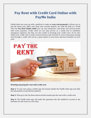 Pay Rent with Credit Card Online with PayMe India