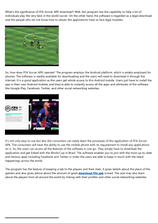 FFA Soccer APK Software