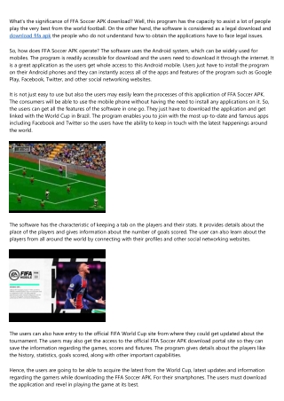 FFA Soccer APK Software