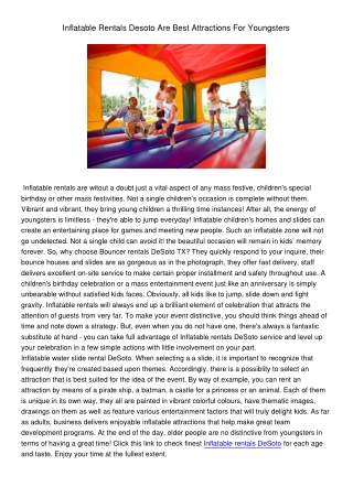 InflatableRentalsDesotoAreBestAttractionsForYoungsters