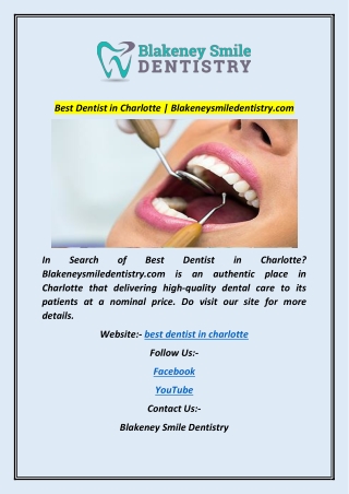 Best Dentist In Charlotte | Blakeneysmiledentistry.com