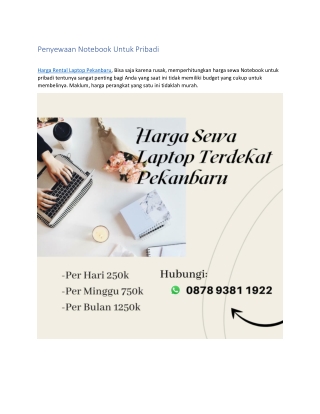 Harga Sewa Laptop Terdekat Pekanbaru, WA 0878 9381 1922