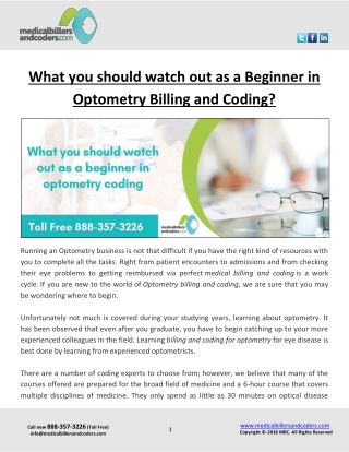 What you should watch out as a Beginner in Optometry Billing and Coding?