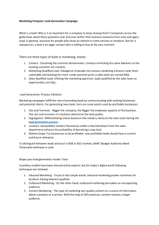 Marketing Prospect Lead Generation Campaign