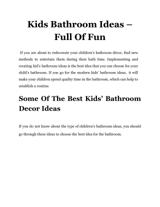 Kids Bathroom Ideas – Full Of Fun