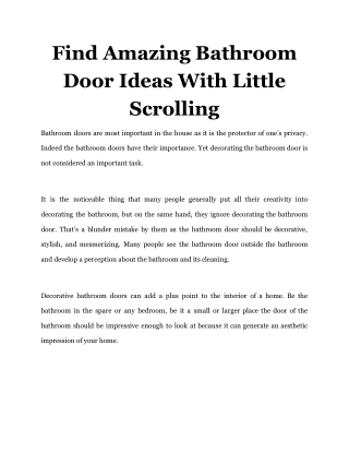 Find Amazing Bathroom Door Ideas With Little Scrolling