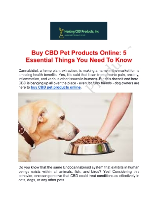Buy CBD pet products online | Healing CBD Products