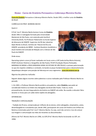 Home - Curso de Oratória Persuasiva e Liderança Moreira Necho