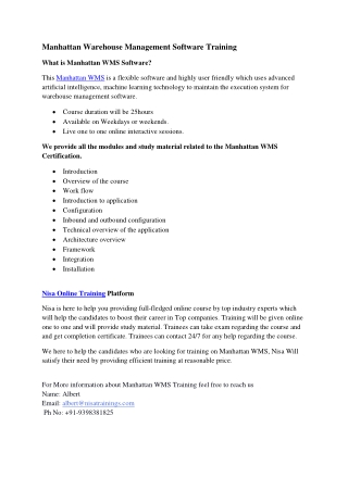 Manhattan Warehouse Management Software Training