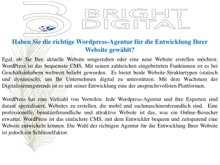 Haben Sie die richtige Wordpress-Agentur für die Entwicklung Ihrer Website gewählt