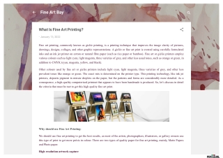 What Is Fine Art Printing?